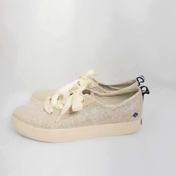 Sperry Crest Vibe Sparkle Satin Ribbon Sneakers Size 7 - Picture 3 of 8